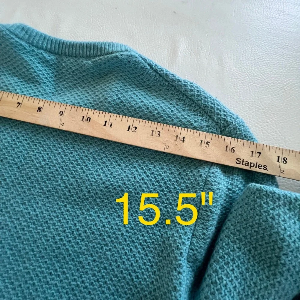 Michael Kors Sweater Women XS Turquoise Cashmere Waffle Knit Crewneck 5558 8/26